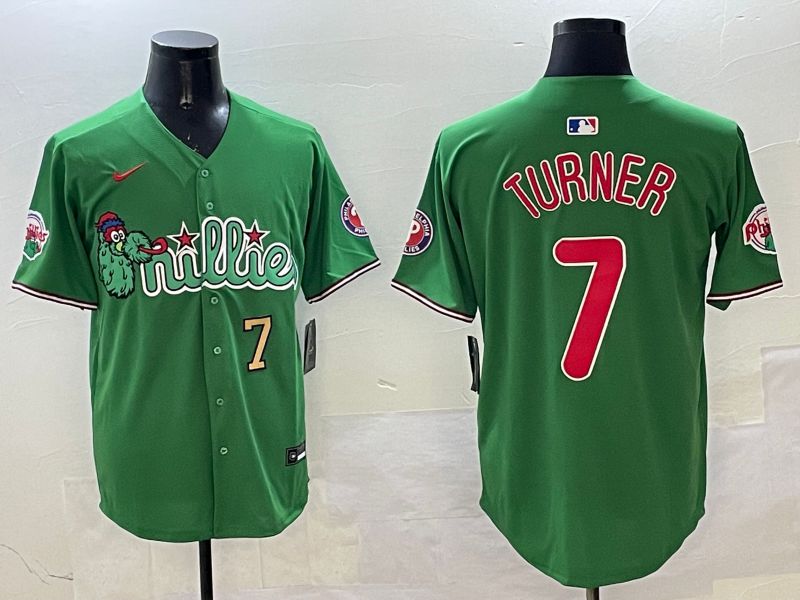 Men Philadelphia Phillies #7 Turner Green Three generations Joint Name Game 2025 Nike MLB Jersey style 4